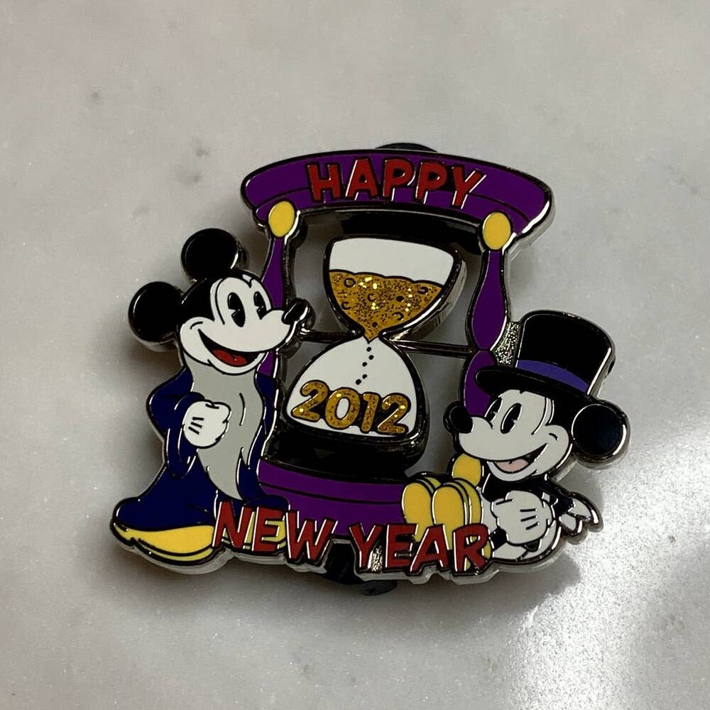 Happy New Year 2012 Mickey Hourglass Trading Pin